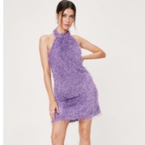 Fringe Halter Neck Mini Swing Dress